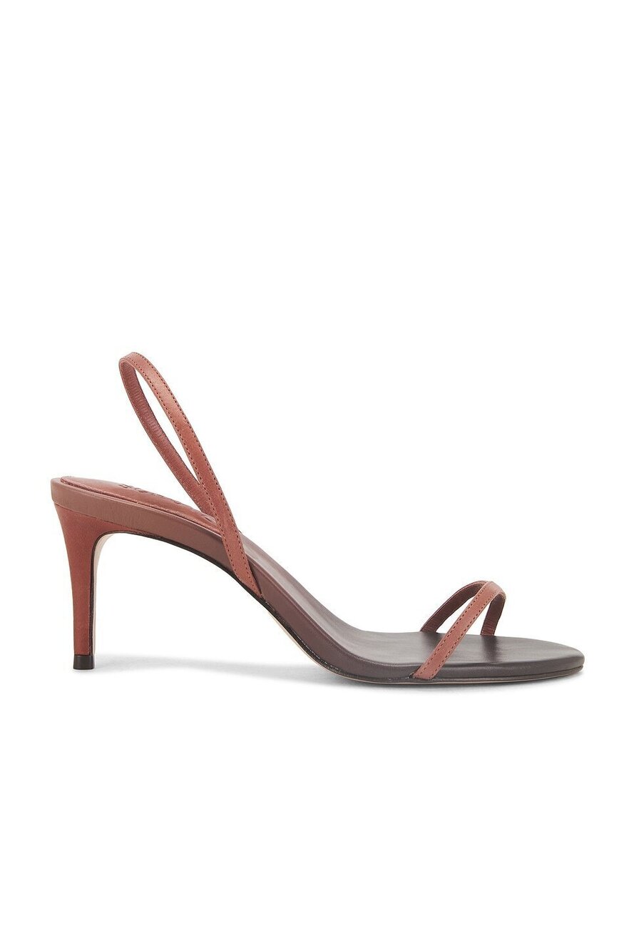 Schutz Diana Mid Sandal in Sauvage leather kitten heel almond toe slingback